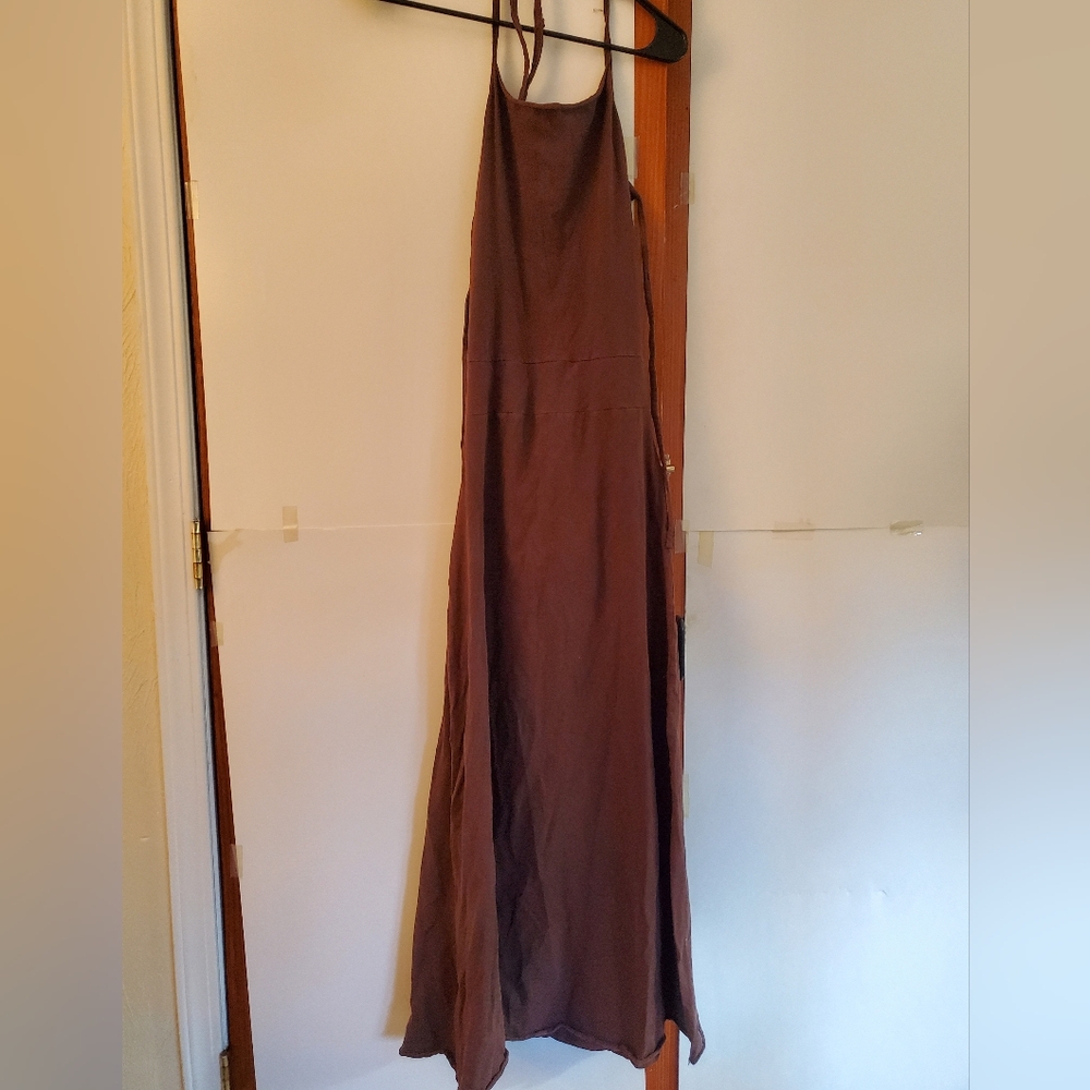 Zhen Nymph Tamesis River Goddess Brown Backless Halter Dress - Picture 2 of 9